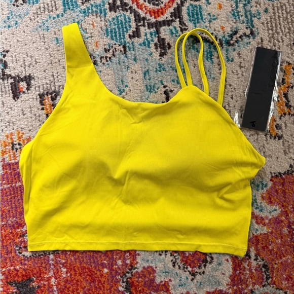 Anthropologie Neon Lemon Yellow Sports Bra Crop Top by Mono B 🌼 - Picture 2 of 4